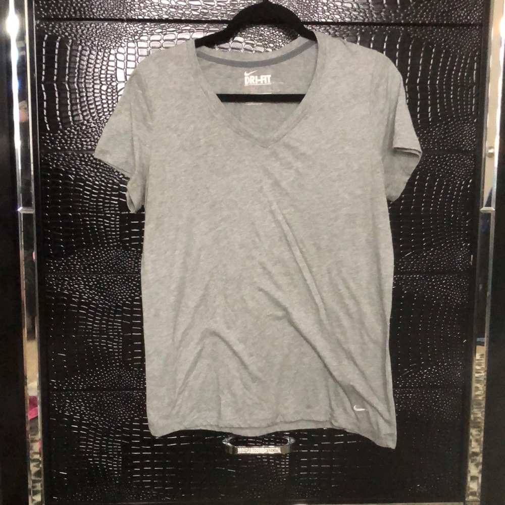Nike grey women’s cotton dri-fit T-shirt. Size large.